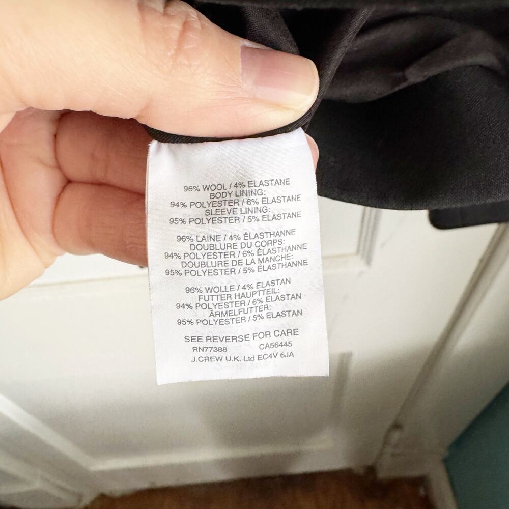 J. Crew Classic Bi Stretch Wool Blazer Single Breasted Button Academia 6 Black - Picture 9 of 13